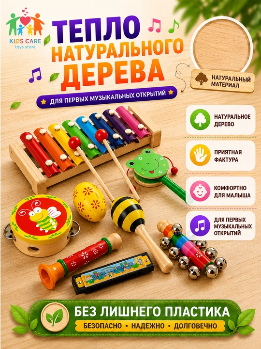 Bolalar musiqa asboblari 8 tasi 1 da, ksilofon, garmoshka, marakas, quvur
