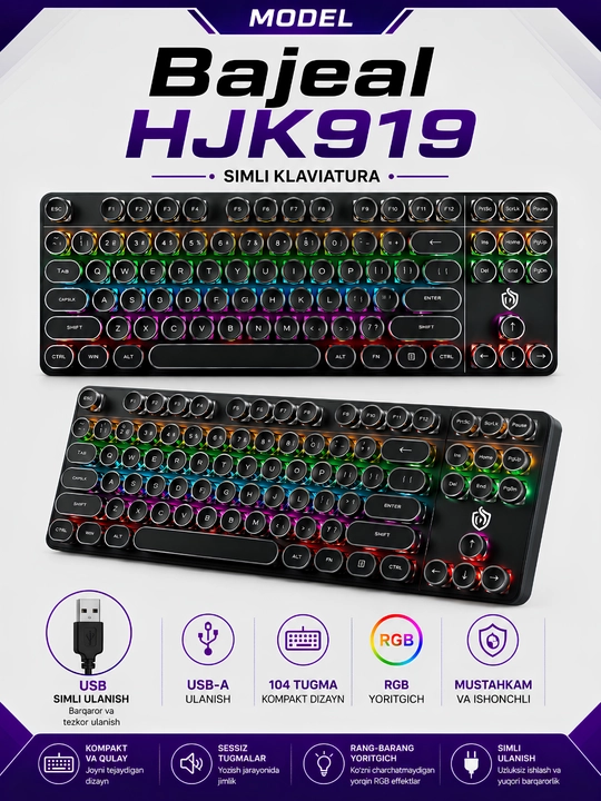 Механическая RGB-клавиатура Bajeal HJK919 - 