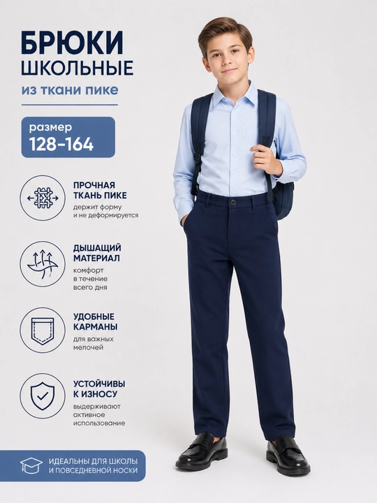 Брюки школьные ,  для мальчика - 