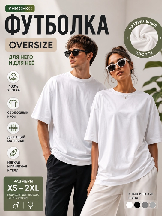 Футболка оверсайз для женщин и девочек, 100% хлопок, унисекс