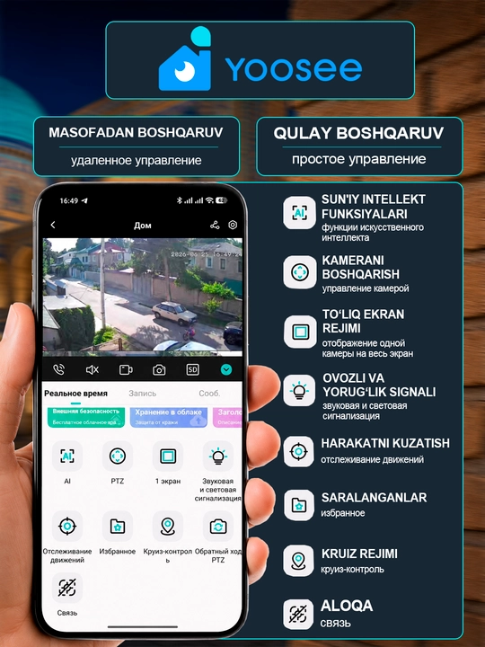 Умная PTZ камера для улицы и дома с Wi-Fi камера видеонаблюдения