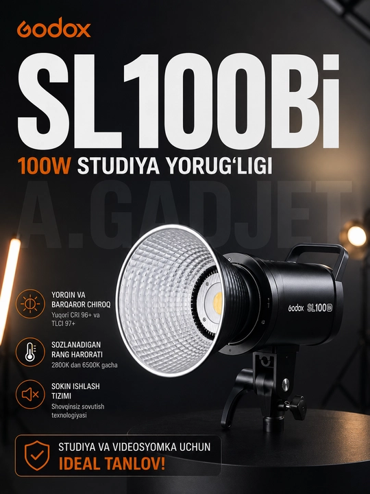 Godox SL100Bi 100W Bi-Color LED studiya yoritgichi foto va video suratga olish uchun