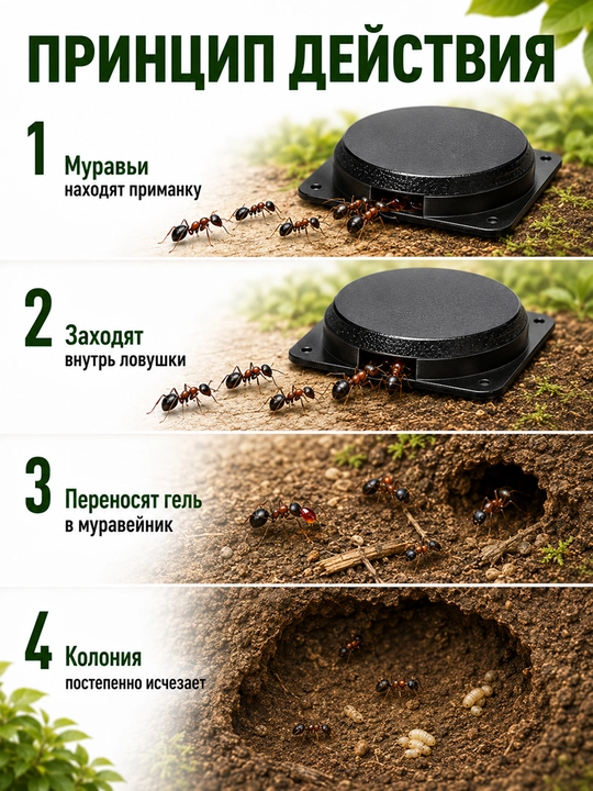 Ловушка для садовых муравьев Великий Воин, дисковая приманка 5 шт. с гелем
