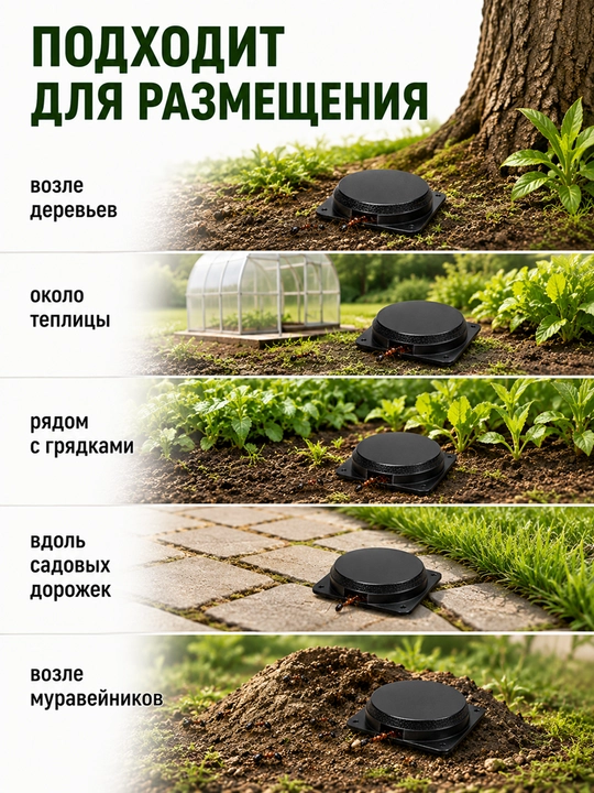 Ловушка для садовых муравьев Великий Воин, дисковая приманка 5 шт. с гелем