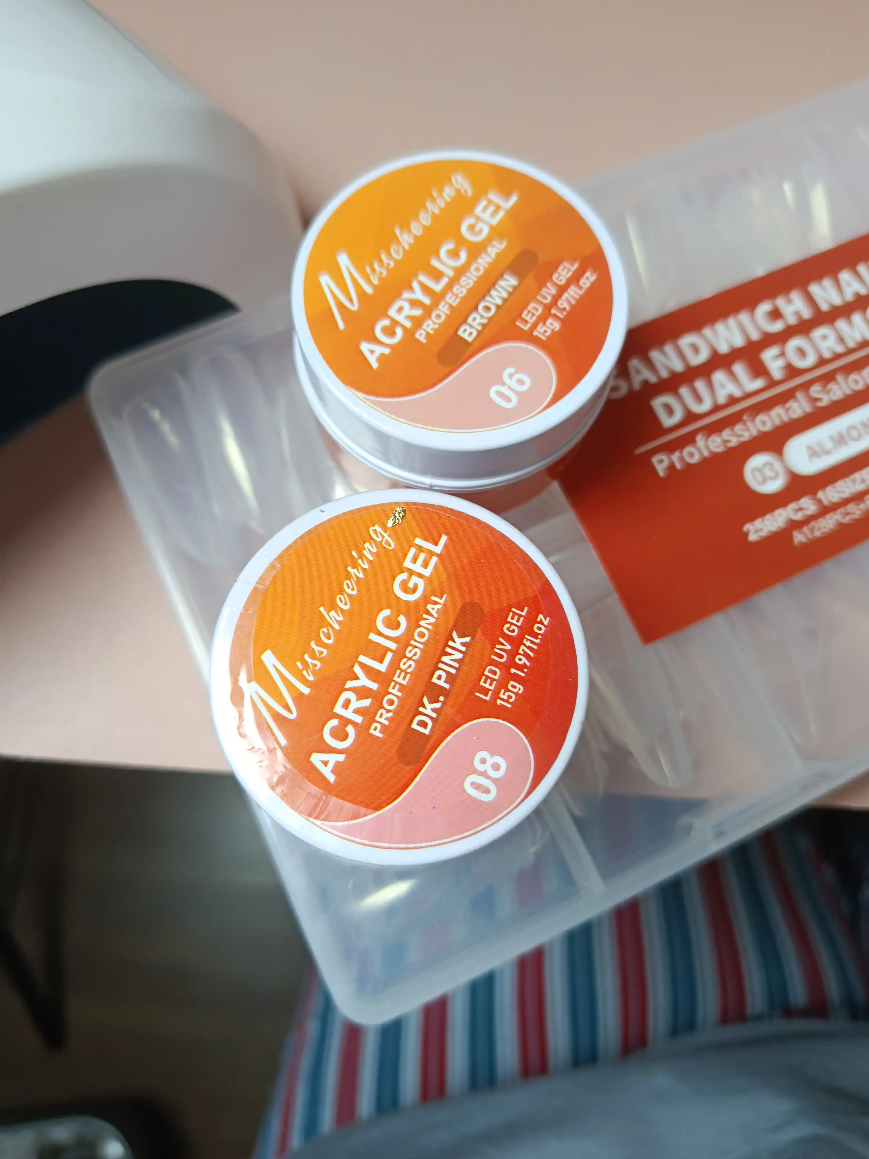 Tirnoqlarni o‘stirish va modellashtirish uchun akril-gel, rangli kamuflyaj, 15 g