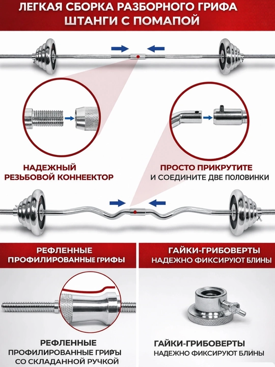 Набор гантелей с регулируемым весом (15 кг, 20 кг, 30 кг, 55 кг)