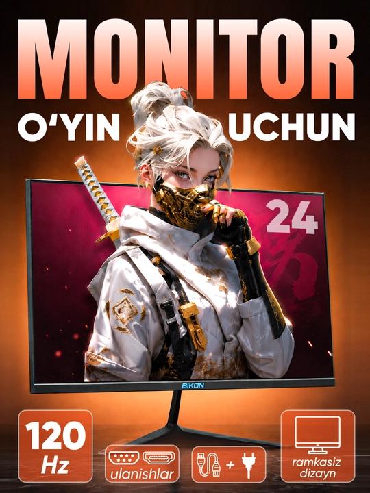 Монитор BIKON 22/24/27 120 Гц, Full HD 32 - 240 Гц, Full HD Для игр, офиса, учёбы и работы - 