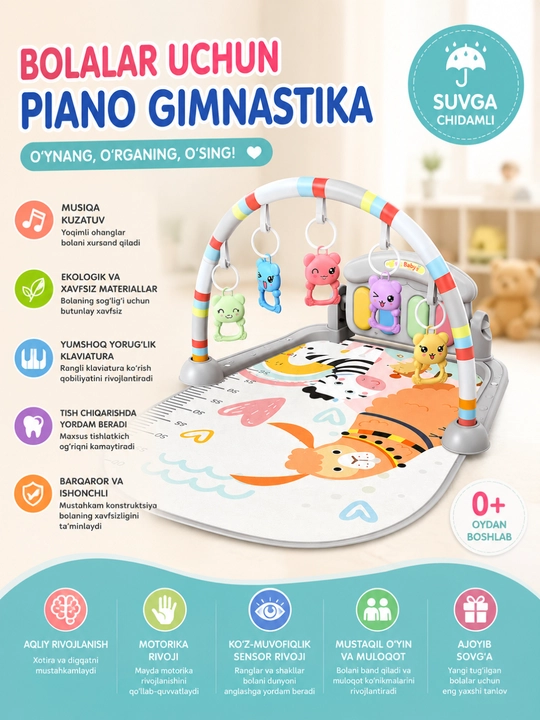 0 yoshdan katta bolalar uchun musiqiy rivojlantiruvchi gilamcha