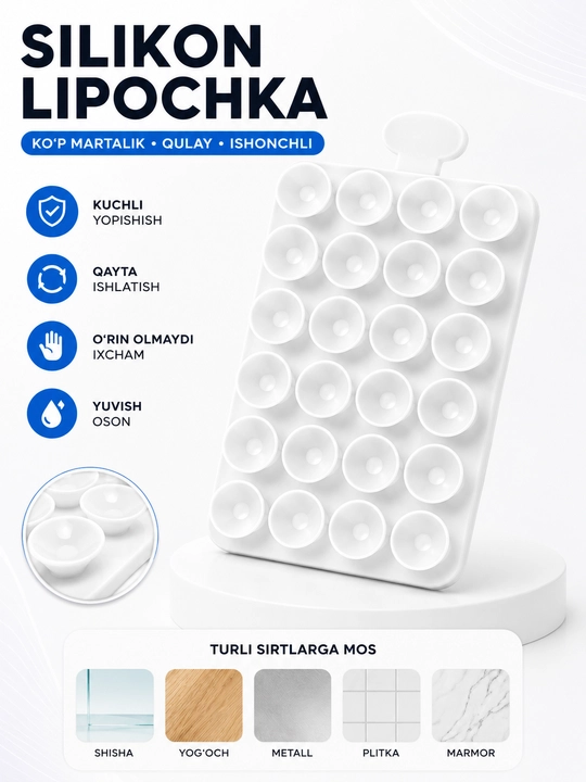 Lipper - telefon ushlagichi, so'rg'ichli stakan stikeri, telefon velkrosi, tripod - 