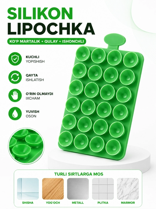 Lipper - telefon ushlagichi, so'rg'ichli stakan stikeri, telefon velkrosi, tripod - 