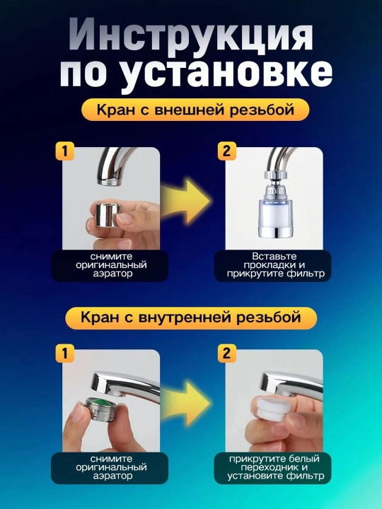 Har qanday jo'mrak, aerator uchun mos keladigan jo'mrak uchun filtr qo'shimchasi