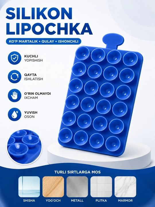 Lipper - telefon ushlagichi, so'rg'ichli stakan stikeri, telefon velkrosi, tripod - 