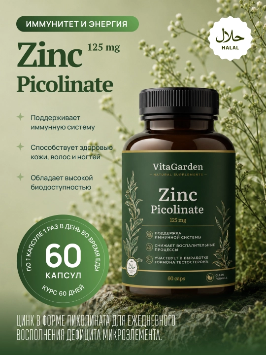 VitaGarden Sink pikolinati 125 mg, 60 kapsula - 