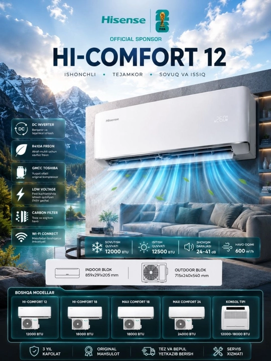 Hisense HI-COMFORT 12 konditsioneri DC Inverter texnologiyasi