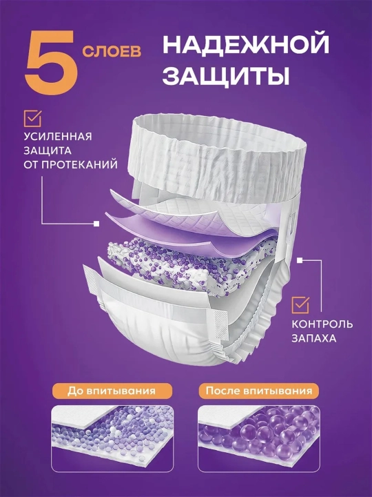 Впитывающие трусы подгузники для взрослых Aktivo Life, 30 штук