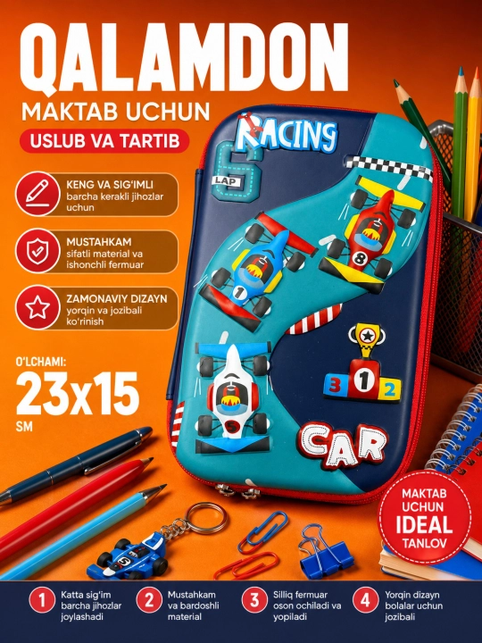 Qizlar va o'g'il bolalar uchun, maktab 3D qalam qutilari