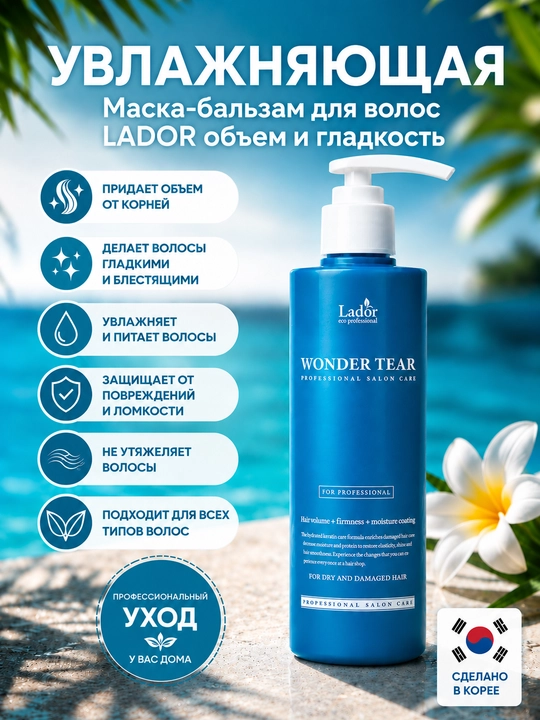 Маска-бальзам для волос LADOR объем и гладкость, 250 мл - 