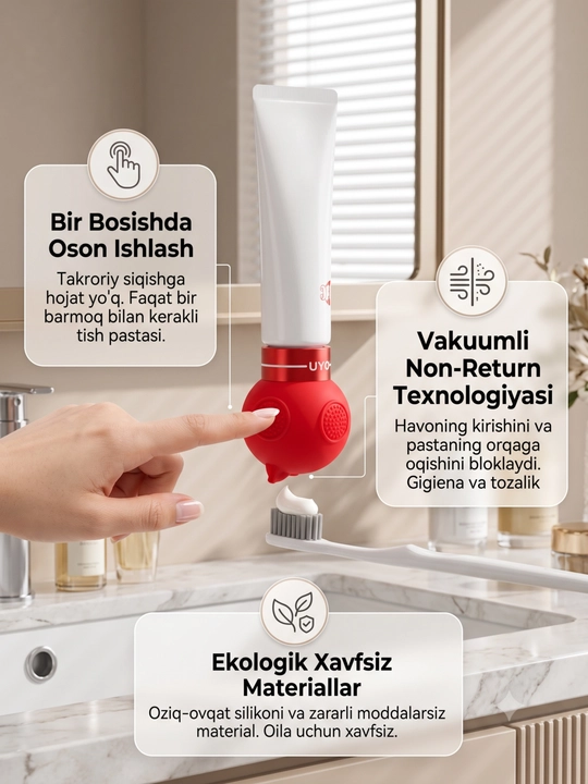 Vakuumli Tish Pastasi Dispenseri — Silikonli Avtomatik Dispenser Va Dozator - 