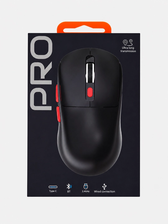 Simsiz Sichqoncha PRO 8000 DPI, Bluetooth + 2.4GHz + Type-C