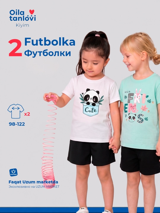 Qizlar uchun futbolkalar Oila tanlovi, 2 dona to'plam, bolalar uchun - 