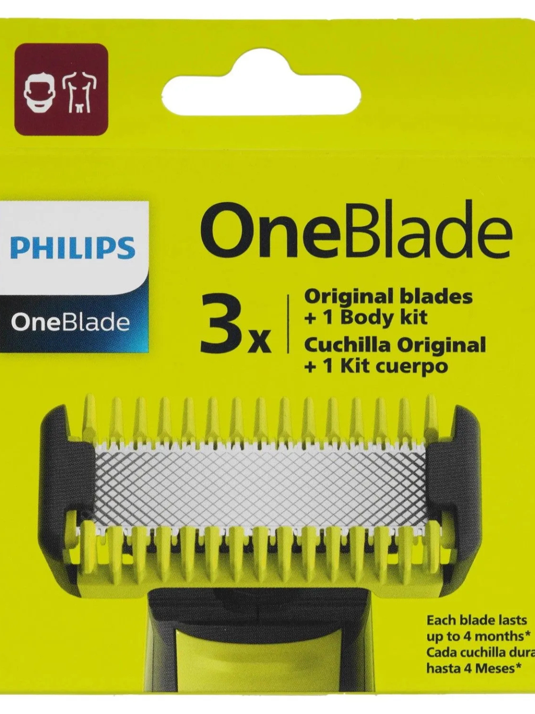 Philips OneBlade QP630 almashtiriladigan pichoqlar,3 dona,yuz va tana uchun,Body Kit,orig