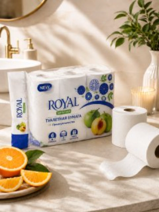 Royal Soft&Fresh tualet qog‘ozi bumaga , 6 rulon, 2 qatlamli oq sellyulozali qog‘oz