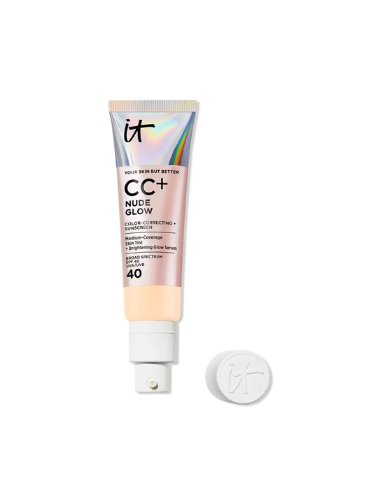 IT Cosmetics CC+ Nude Glow Foundation + Glow Serum SPF 40, yaltirashli tonal tint - Fair - 