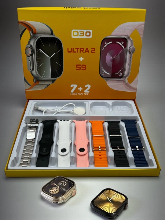 Aqlli soat, 1+1, 2 ta Smart Watch 8 va 8 ultra, 11 ta kamar va g'ilof bilan - 