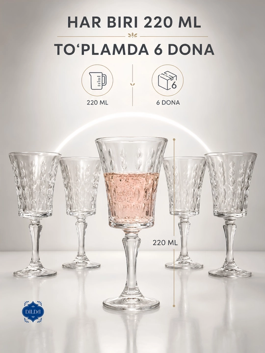 Shisha fujerlar to‘plami 6 dona, rangli va shaffof bokallar 210, 270, 300 ml, bayram uchun