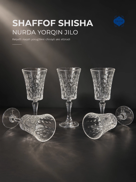 Shisha fujerlar to‘plami 6 dona, rangli va shaffof bokallar 210, 270, 300 ml, bayram uchun