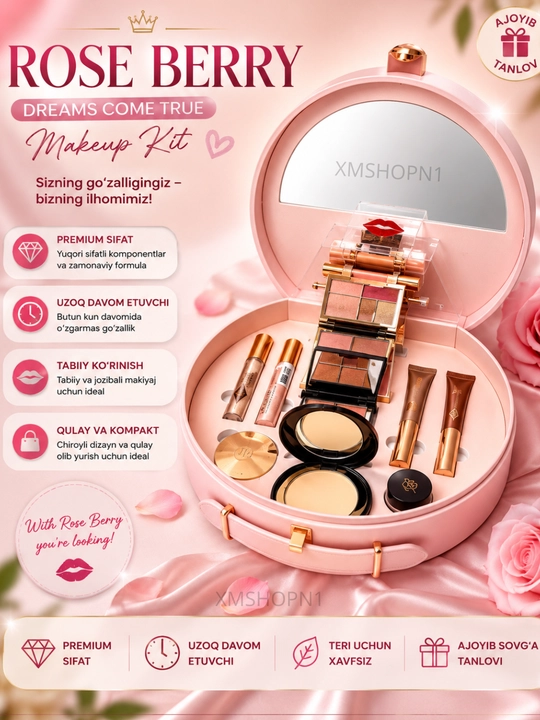 Aisha Premium Makeup Kit 20 in 1-косметический набор для макияжа, в шкатулке с зеркалом