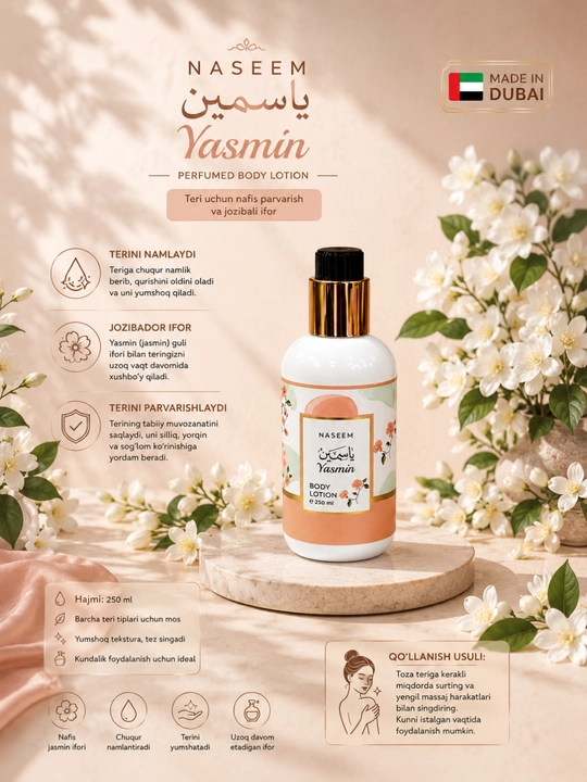 NASEEM Perfumed Body Lotion 250 мл, Парфюмированный лосьон для тела, Dubai