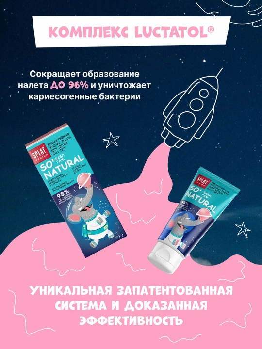 SPLAT Junior Детская зубная паста «Бабл Гам», 6–11 лет, 73 г