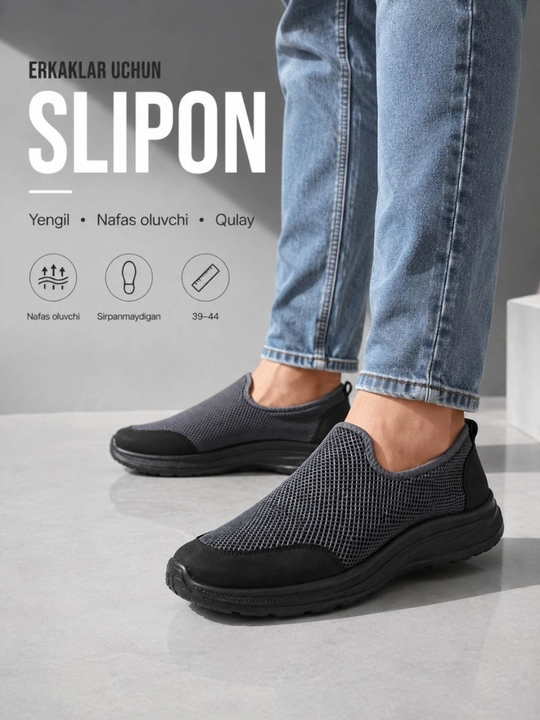Erkaklar sliponi, yengil, nafas oluvchi, qulay, kundalik, zamonaviy