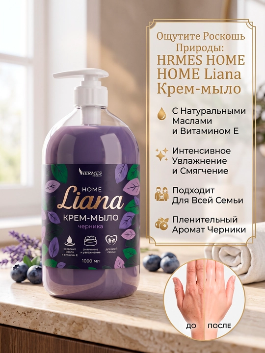 HL0090825 Hermes Industry: HOME Liana Chernika hidli krem-sovun 1000 ml - 