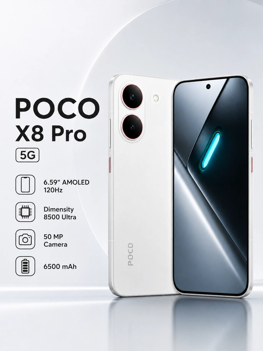 POCO X8 Pro 5G, AMOLED-экран, 120 Гц, Камера 50МП фронтальная камера 20МП, 6500мАч, 100 Вт - 