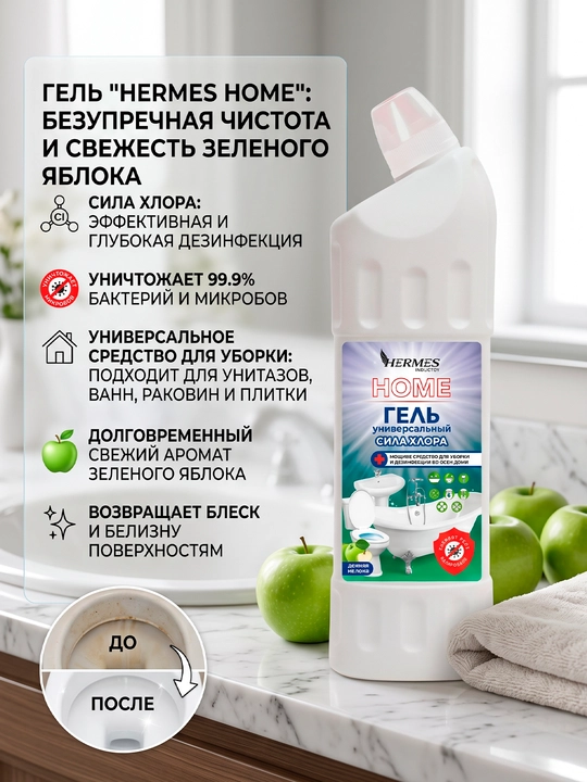 TH0031224 Hermes Industry HOME: Гель универсальный "Сила хлора" Зимнее яблоко 750 мл - 