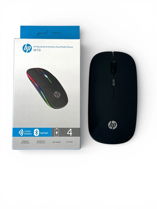 HP W10 Simsiz Sichqoncha, Bluetooth 5.1 va 2.4GHz Dual Mode, Type-C Qayta Zaryadlanuvchi