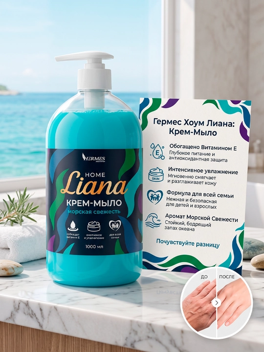 HL0030825 Hermes Industry: HOME Liana xushbo‘y krem-sovuni Dengiz musaffoligi 1000 ml - 