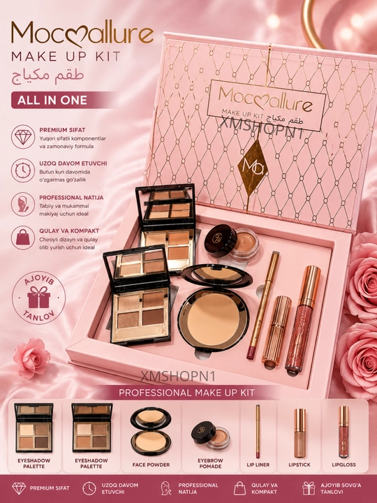 Moccallure Professional Makeup Kit 7 in 1 Kosmetik To'plam Sovg'a Nabori Premium - 