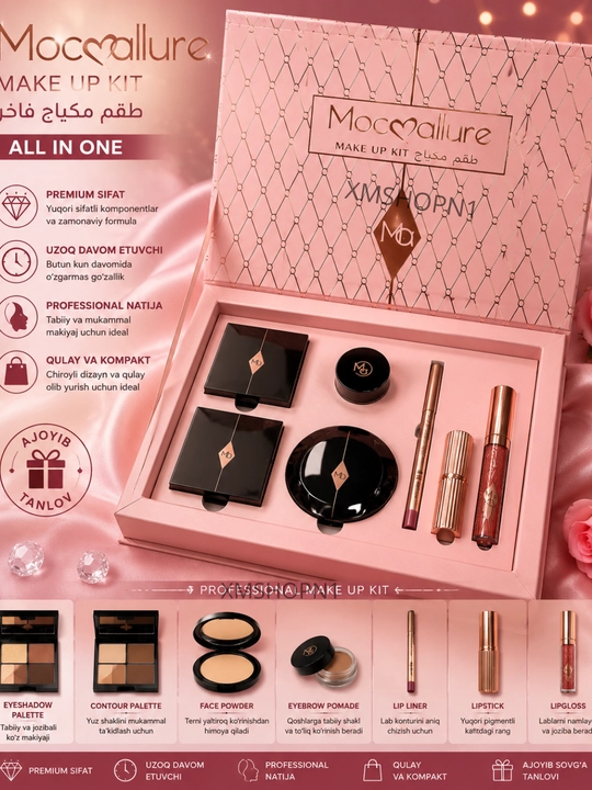 Moccallure Professional Makeup Kit 7 in 1 Kosmetik To'plam Sovg'a Nabori Premium