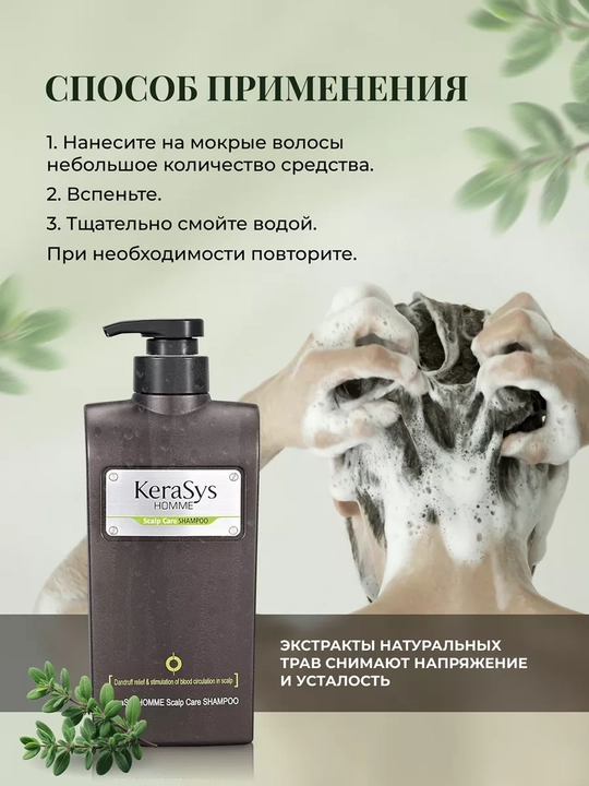 Шампунь против перхоти Kerasys Homme Scalp Care, для мужчин, 550 мл