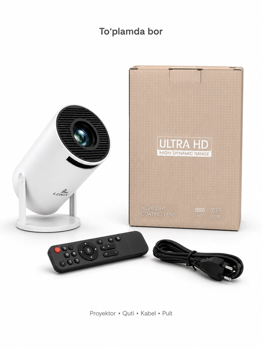 LUNIX mini proyektor, uy va ofis uchun, USB/HD ulanishli