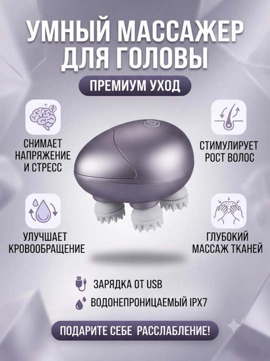 Электромассажер для головы и тела беспроводной, вибромассажер для волос GX-601 - 