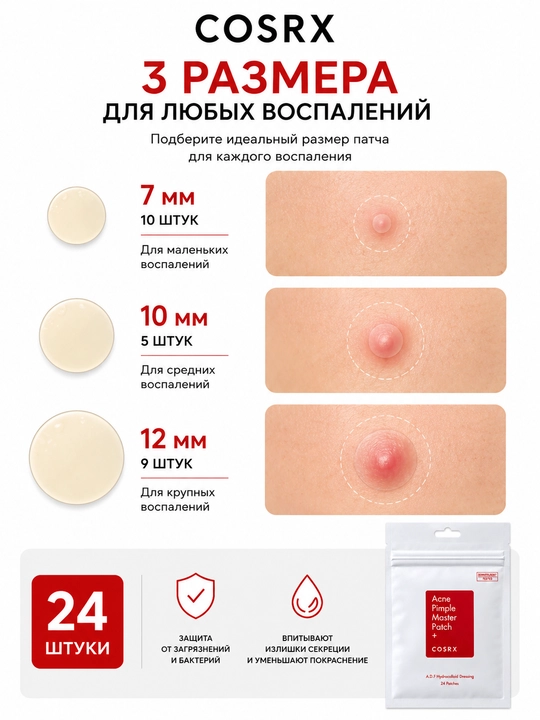COSRX Acne Pimple Master Patch 24 dona — husnbuzarlarga qarshi gidrokolloid patch