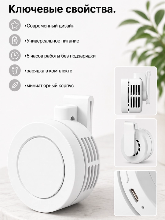Мини вентилятор на прищепки для ресниц на сумку