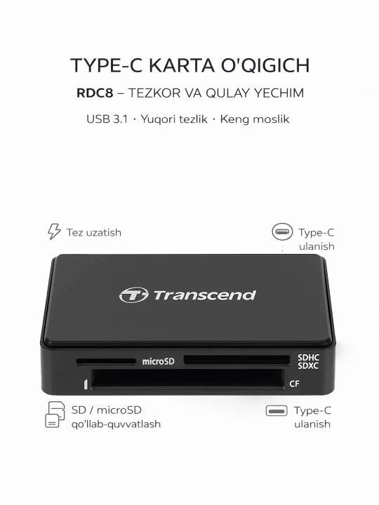 CartReader Transcend RDC8-Usb 3.1 - 