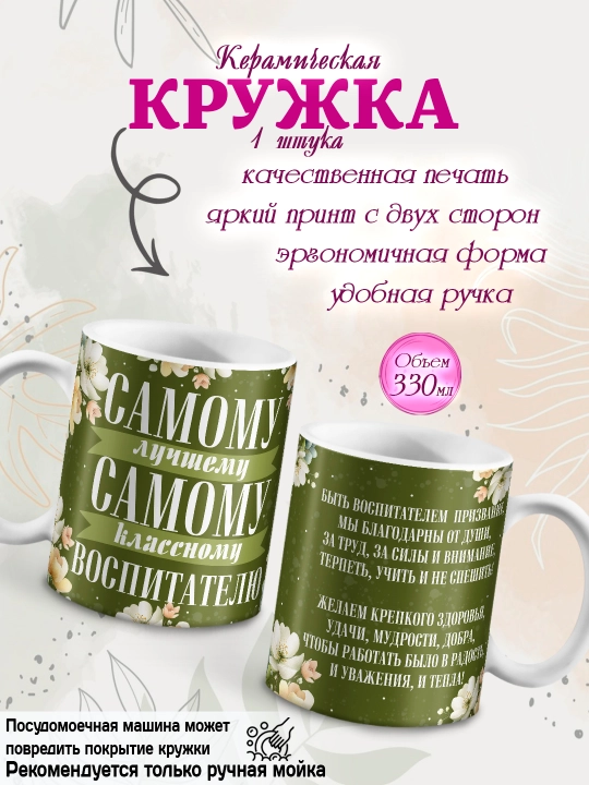 Набор "Лучший в мире Воспитатель", кружка, открытка, магнит, подарок воспитателю