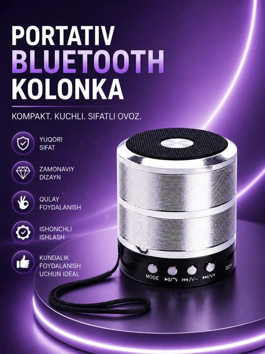 Портативная Bluetooth колонка WS-887 с FM, USB, TF, AUX беспроводной динамик - 