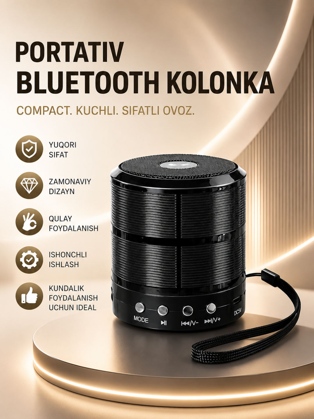 Портативная Bluetooth колонка WS-887 с FM, USB, TF, AUX беспроводной динамик - 